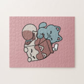 Kawaii Chocolate Milk Cat – Cozy Drink & Cuteness ジグソーパズル (横)