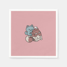 Kawaii Chocolate Milk Cat – Cozy Drink & Cuteness  スタンダードカクテルナプキン
