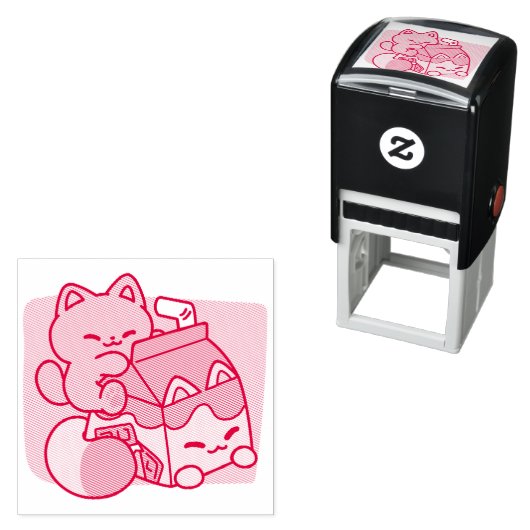 Kawaii Chocolate Milk Cat – Cozy Drink & Cuteness  セルフインキングスタンプ (インサイチュ)