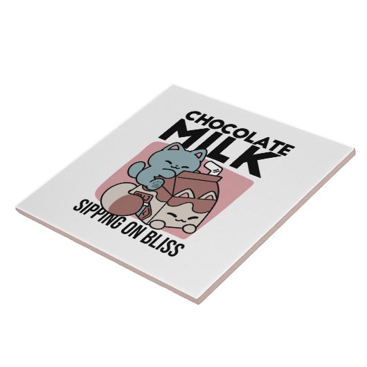 Kawaii Chocolate Milk Cat – Cozy Drink & Cuteness  タイル (側面)