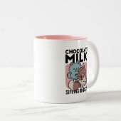 Kawaii Chocolate Milk Cat – Cozy Drink & Cuteness  ツートーンマグカップ (正面右)