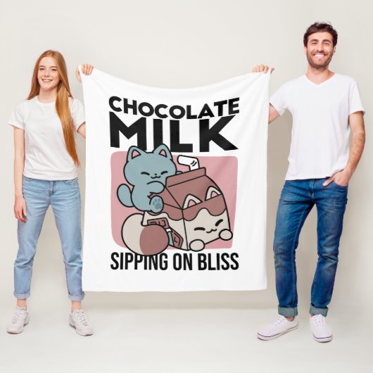 Kawaii Chocolate Milk Cat – Cozy Drink & Cuteness フリースブランケット (インサイチュ)