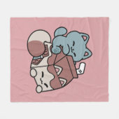 Kawaii Chocolate Milk Cat – Cozy Drink & Cuteness  フリースブランケット (正面(横))