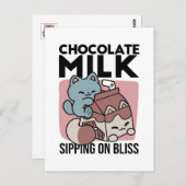 Kawaii Chocolate Milk Cat – Cozy Drink & Cuteness ポストカード (正面/裏面)