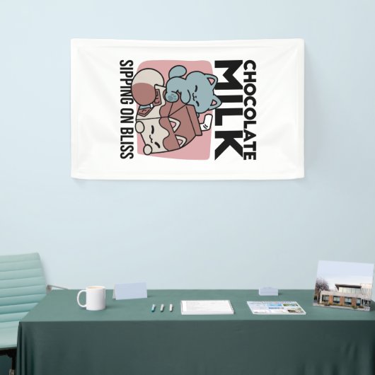 Kawaii Chocolate Milk Cat – Cozy Drink & Cuteness  横断幕 (トレードショー)