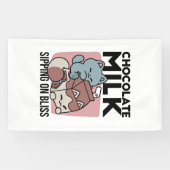 Kawaii Chocolate Milk Cat – Cozy Drink & Cuteness  横断幕 (横)