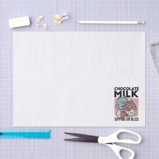 Kawaii Chocolate Milk Cat – Cozy Drink & Cuteness  薄葉紙 (クラフト)