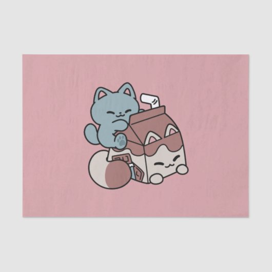 Kawaii Chocolate Milk Cat – Cozy Drink & Cuteness  薄葉紙 (正面)