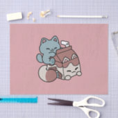 Kawaii Chocolate Milk Cat – Cozy Drink & Cuteness  薄葉紙 (クラフト)