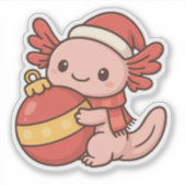 Kawaii Christmas Axolotl Sticker Ornament シール (正面)