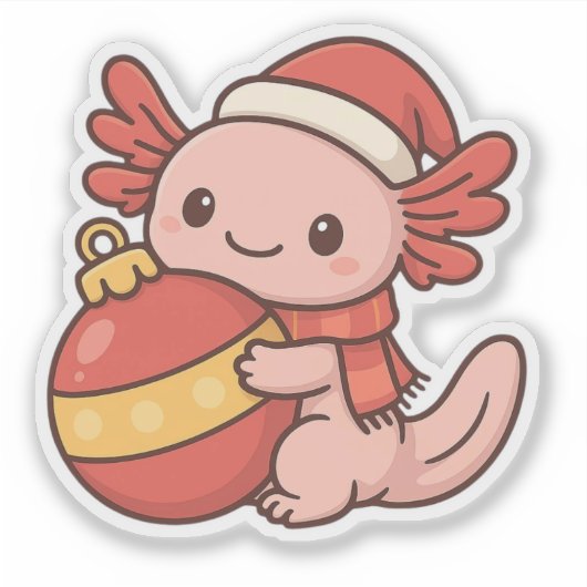 Kawaii Christmas Axolotl Sticker Ornament シール (正面)