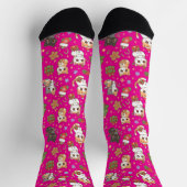 Kawaii Christmas Cats Holiday Pattern Crew Socks ソックス (上部)