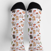 Kawaii Christmas Cats Holiday Pattern Crew Socks ソックス (上部)