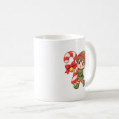 Kawaii Christmas Elf Mug with Candy Cane コーヒーマグカップ (正面右)
