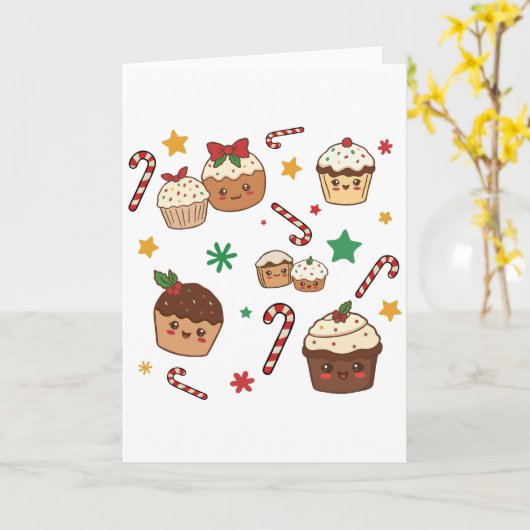 Kawaii Christmas Muffins カード (黄色い花)