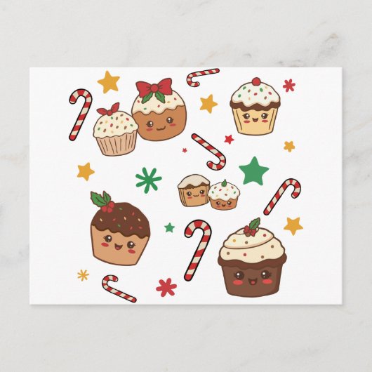 Kawaii Christmas Muffins シーズンポストカード (正面)