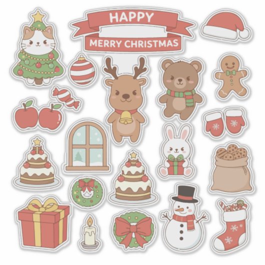 Kawaii Christmas Sticker Bomb Phone Case | Cute Ca シール (正面)