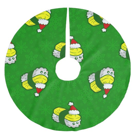 kawaii christmas tamago sushi santa snowflake ブラッシュドポリエステルツリースカート (正面)