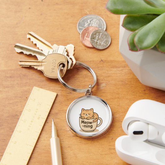 Kawaii Coffee Cat Keychain キーホルダー (デスク)