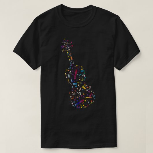 Kawaii Colorful Music Notes Violin Instrument Love Tシャツ (デザイン正面)
