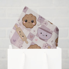 Kawaii Cookie Gingham Purple Pink Tissue Paper 薄葉紙