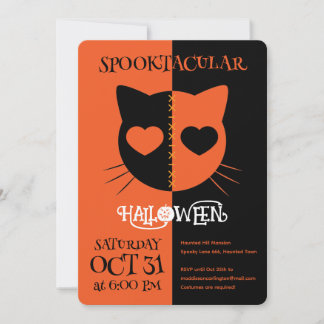 Kawaii Creepy Cute Cat Spooktacular Halloween 招待状