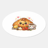 Kawaii Croissant Sticker 楕円形シール (正面)