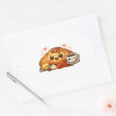Kawaii Croissant Sticker 楕円形シール (封筒)