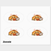 Kawaii Croissant Sticker 楕円形シール (シート)