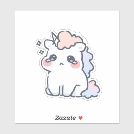 Kawaii Crying Unicorn Sticker Cute Pastel Magical シール (シート)