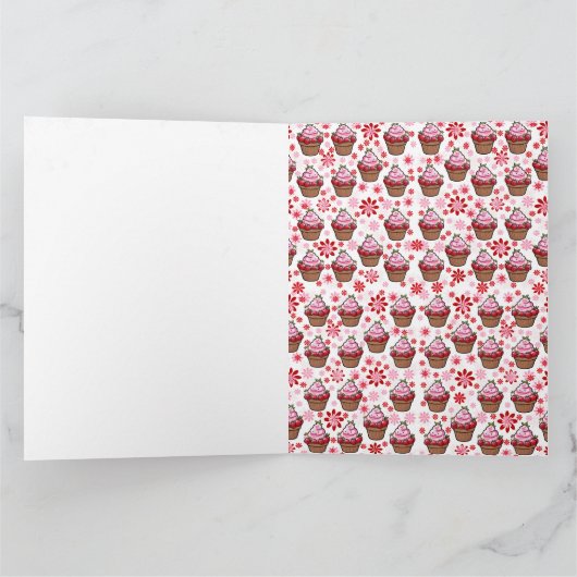 Kawaii Cupcake Design – Cute Dessert Illustration  カード (内部)