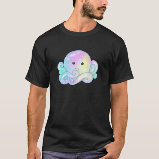 Kawaii Cute Aesthetic Happy Pastel Galaxy Octopus Tシャツ (正面)