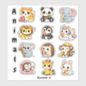 Kawaii Cute Animals Reward Stickers for Kids シール (シート)