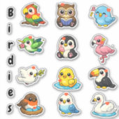 Kawaii Cute Birdies Student Reward Stickers シール (正面)