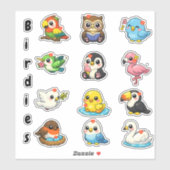 Kawaii Cute Birdies Student Reward Stickers シール (シート)