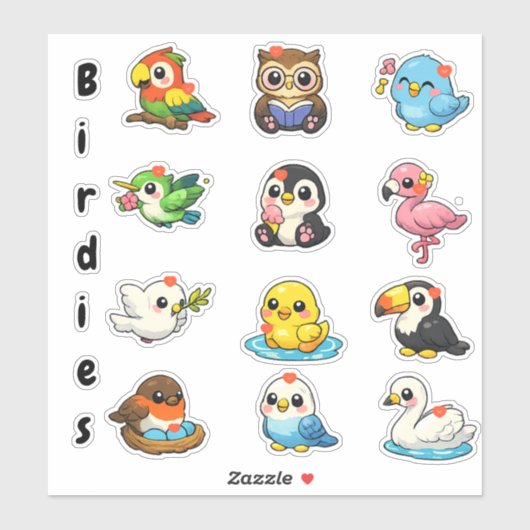 Kawaii Cute Birdies Student Reward Stickers シール (シート)