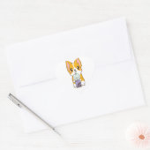 Kawaii Cute Boba Corgi Dog Taro Bubble Pearl Milk ハートシール (封筒)