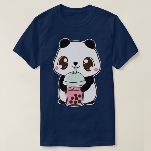 Kawaii Cute Boba Panda Bear Strawberry Bubble Pear Tシャツ (デザイン正面)