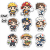 Kawaii Cute Careers and Jobs Student Reward  シール (正面)