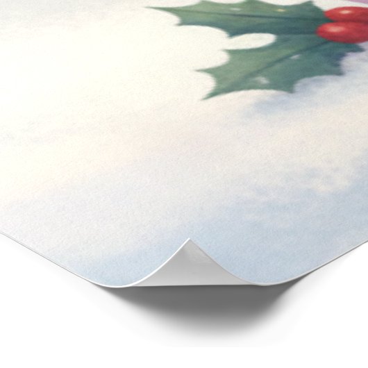 Kawaii Cute Cat Christmas With Moon Poster ポスター (角)