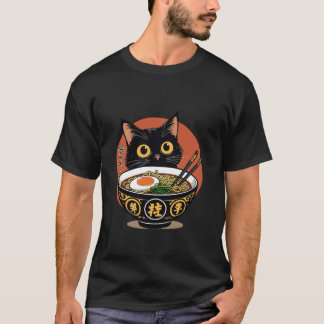 Kawaii Cute Cat Ramen Noodles Japanese Anime Sunse Tシャツ