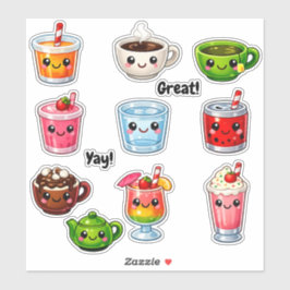 Kawaii Cute Drinks Student Reward Stickers シール