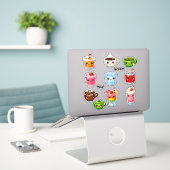 Kawaii Cute Drinks Student Reward Stickers シール (デスク上のノートパソコン)