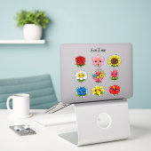 Kawaii Cute Flowers Student Reward Stickers シール (デスク上のノートパソコン)