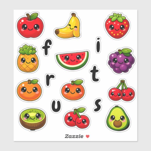 Kawaii Cute Fruit Educational Kids Reward Stickers シール (シート)