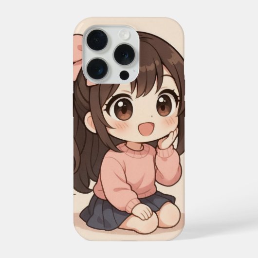 Kawaii Cute Girl iPhone Case iPhoneケース (裏面)