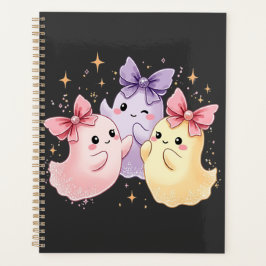 Kawaii Cute Pastel Ghosts with Bows プランナー手帳