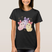 Kawaii Cute Pastel Ghosts with Bows Tシャツ (正面)