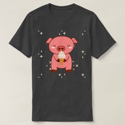 Kawaii Cute Pig With Ice Cream Pajamas Tシャツ (デザイン正面)
