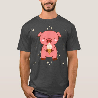 Kawaii Cute Pig With Ice Cream Pajamas Tシャツ
